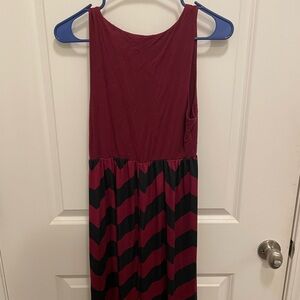 Burgundy and Black Chevron Mini Dress